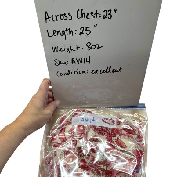 Rose + Olive Floral Smocked Puff Sleeve Blouse Red Pink Ivory Size Large - Picture 11 of 12